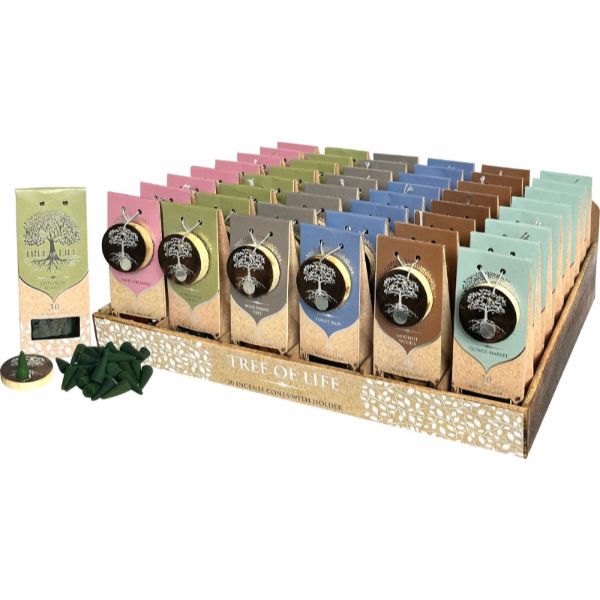 Tree of Life Incense Cone Gift Pack with Incense Holder