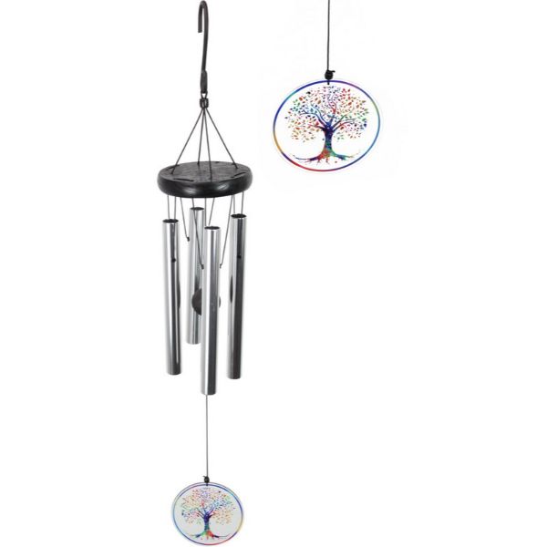 Tree of Life Tuned Silver Wind Chime - 24cm