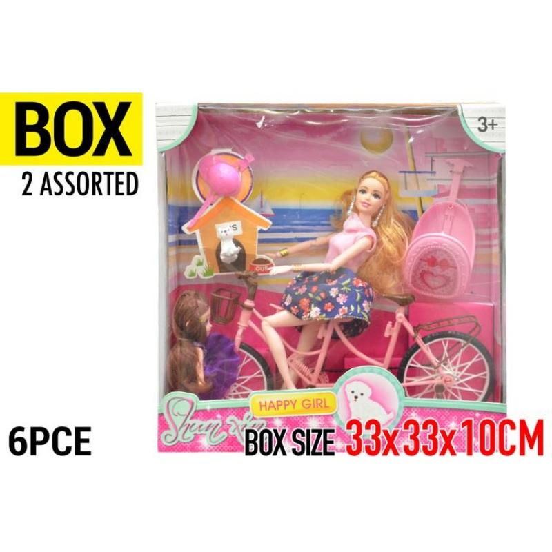 Fashion Doll with Child & Bike