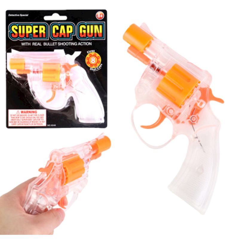 Orange & Clear 8 Shot Capgun Revolver Toy - 14cm