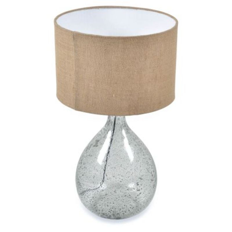 Natural Tall Seeded Glass Table Lamp With Jute Shade - 30.5cm x 30.5cm
