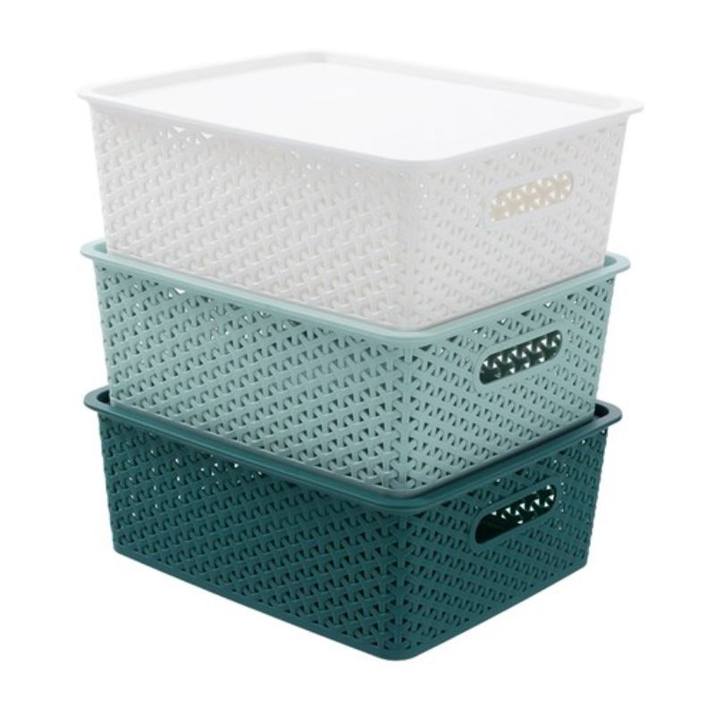 Medium Wicker Basket with Lid - 36cm x 30cm x 13.5cm
