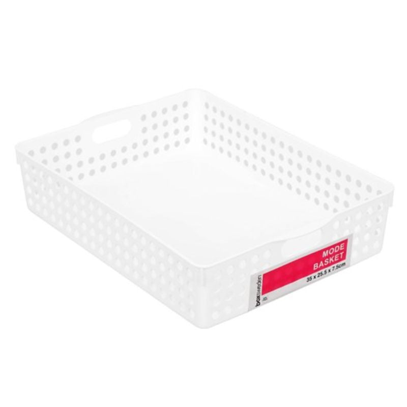 Boxsweden White Mode Basket - 35cm x 25.5cm x 7.5cm