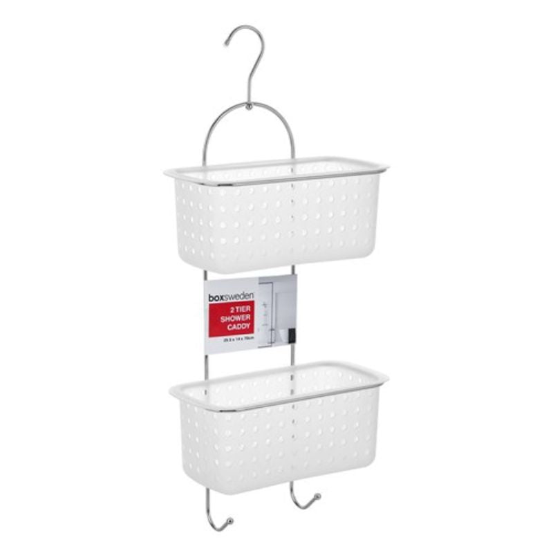 2 Tier Frosted Shower Caddy - 29.5cm x 14cm x 70cm