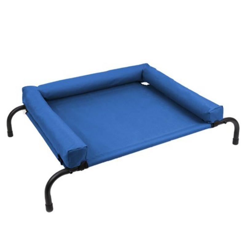 Elevated Blue Pet Bolster Bed - 90cm x 60cm x 23cm