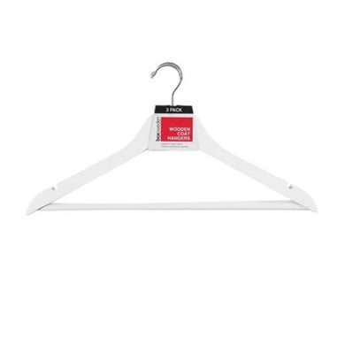 3 Pack White Wooden Hangers - 44.5cm - The Base Warehouse