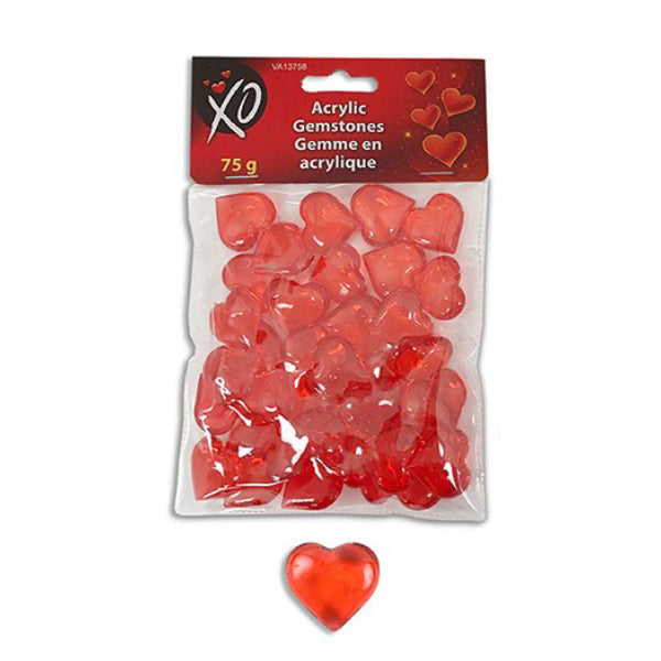 Valentine Heart Acrylic Gemstones - 75g