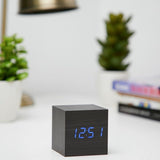 Load image into Gallery viewer, Black LED Wooden Cube Table Clock - 6cm x 6cm x 6cm