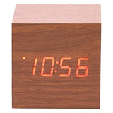 Load image into Gallery viewer, Brown LED Wooden Cube Table Clock - 6cm x 6cm x 6cm
