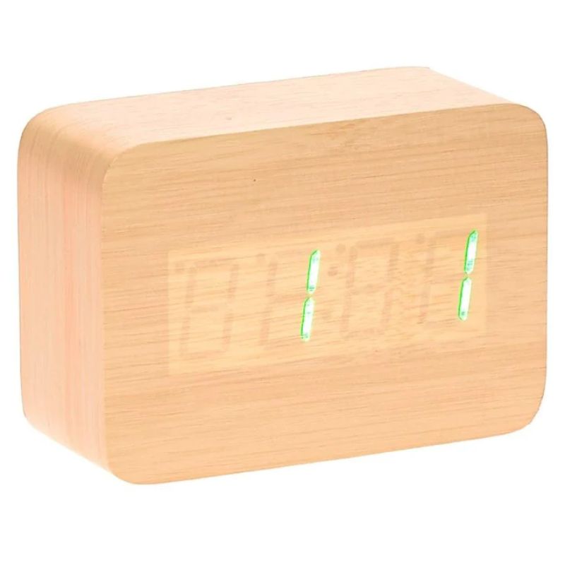 Wooden Cuboids LED Table Clock