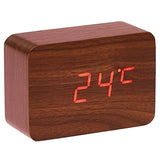 Load image into Gallery viewer, Brown Wooden Cuboid LED Table Clock - 10cm x 7cm x 4.3cm
