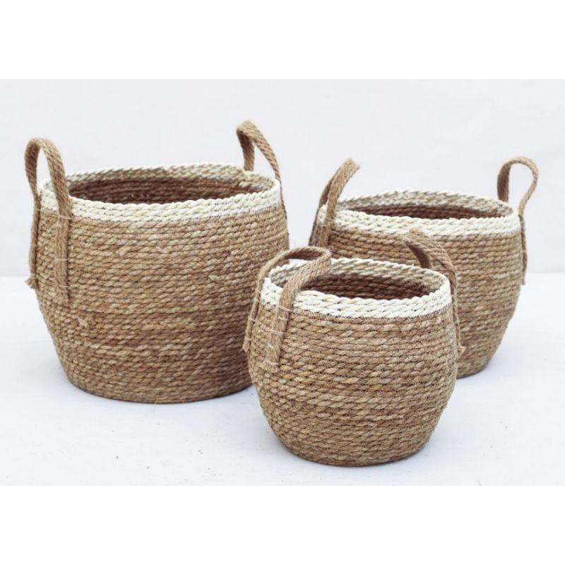 Woven Rattan Rope Basket with Handle A