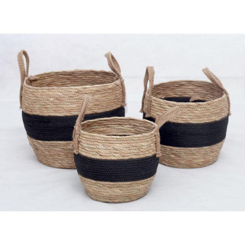 Woven Rattan Rope Basket with Handle C