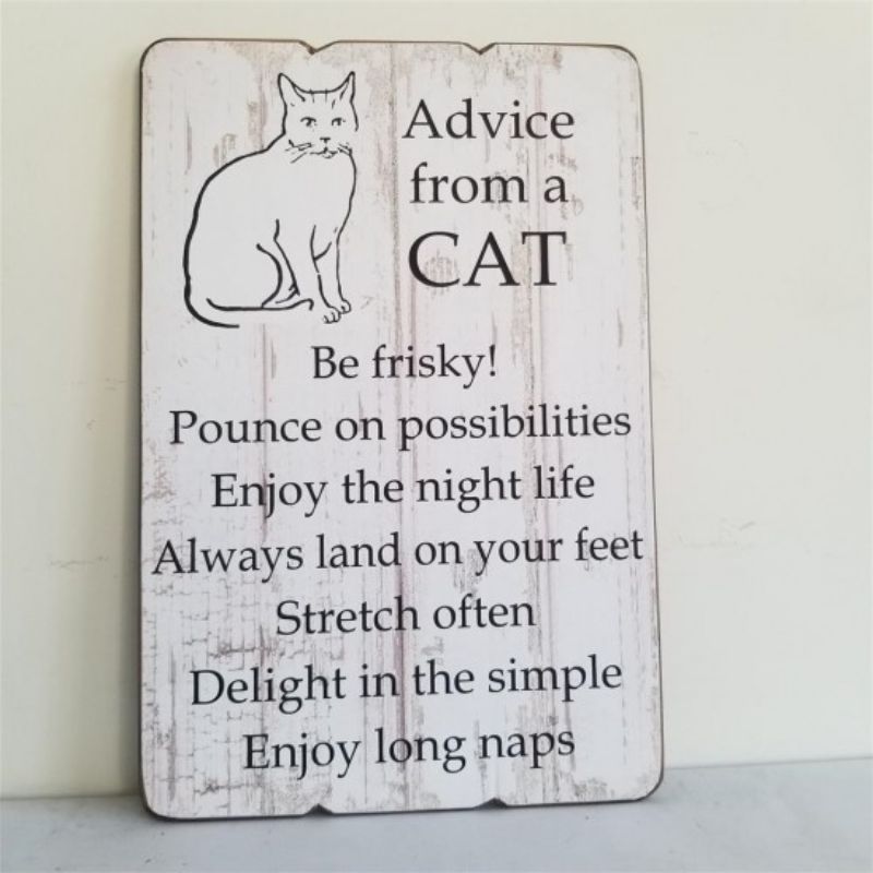 Advise From a Cat Plank Style Plaque - 45cm