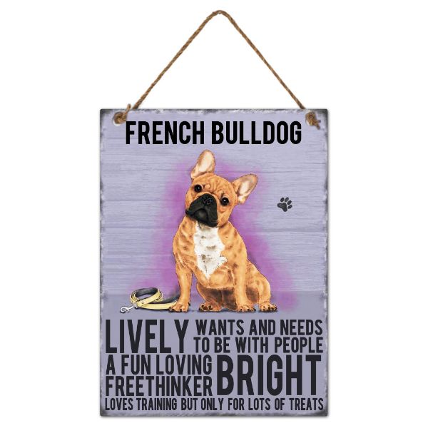 Metal French Bulldog Wall Hanging Sign - 20cm x 27cm