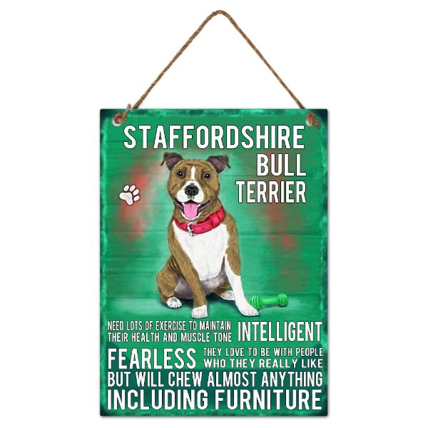 Metal Staffordshire Bull Terrier Wall Hanging Sign - 20cm x 27cm