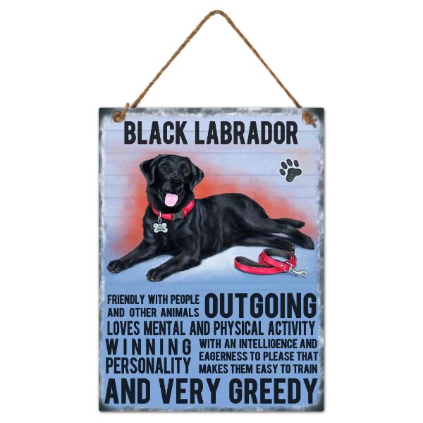 Metal Black Labrador Wall Hanging Sign - 20cm x 27cm
