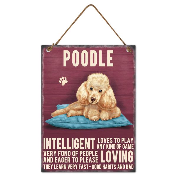 Metal Poodle Wall Hanging Sign - 20cm x 27cm