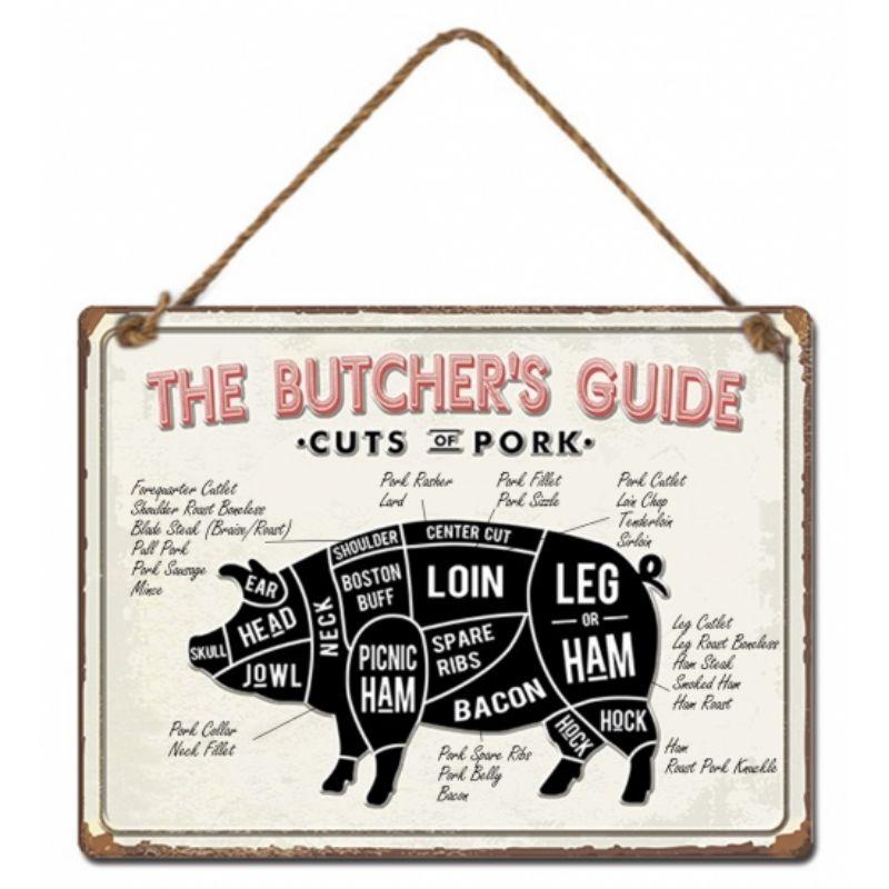 Metal Pig Cuts Wall Hanging - 30cm x 40cm