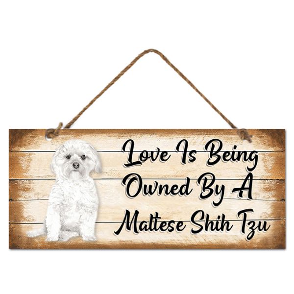 Maltese Shitzu Wall Hanging Sign - 30cm x 13cm