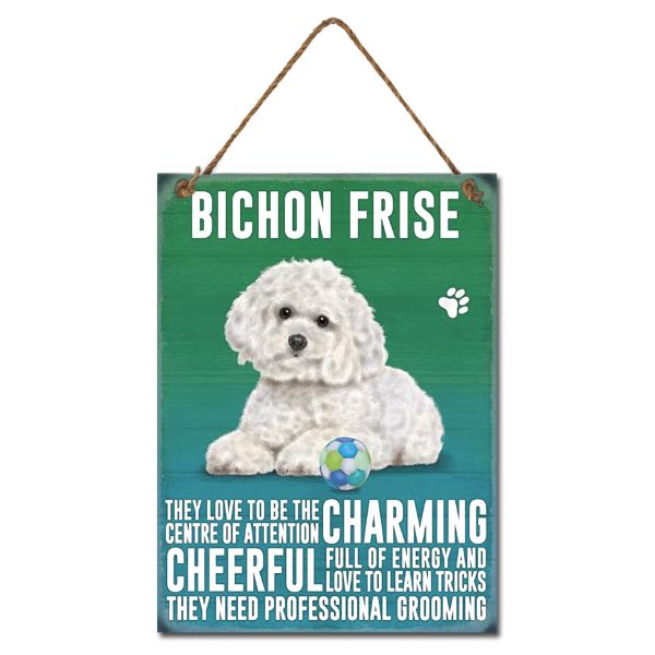 Metal Bichon Frise Wall Hanging Sign - 20cm x 27cm