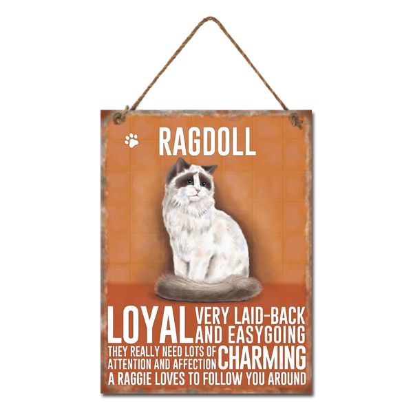 Metal Ragdoll Cat Wall Hanging Sign - 20cm x 27cm