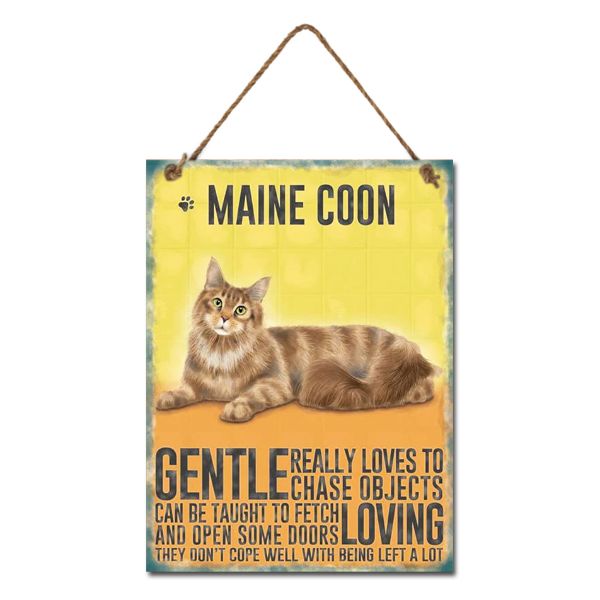 Metal Maine Coon Cat Wall Hanging Sign - 20cm x 27cm