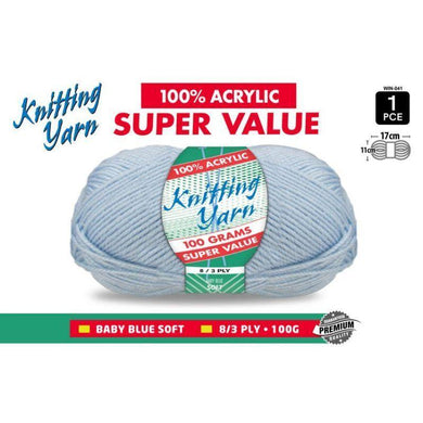 Baby Blue Knitting Yarn 8 Ply - 100g - The Base Warehouse