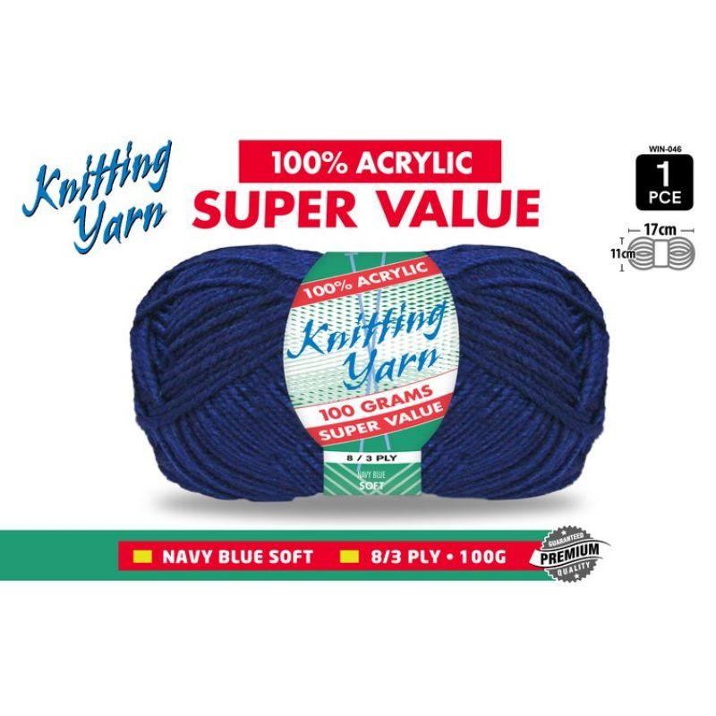Navy Blue Knitting Yarn 8 Ply - 100g