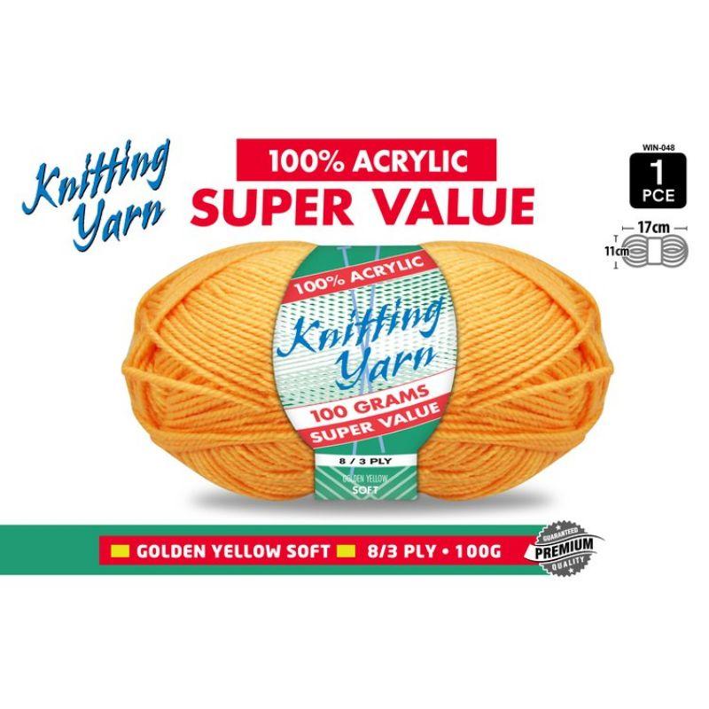 Golden Yellow Knitting Yarn 8 Ply - 100g