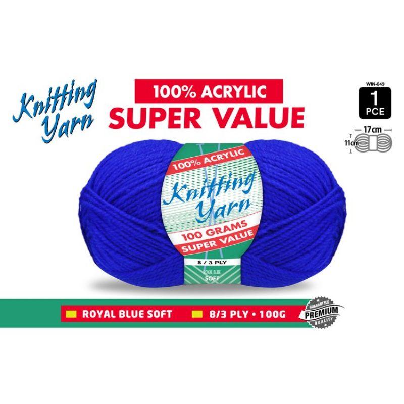 Royal Blue Knitting Yarn 8 Ply - 100g