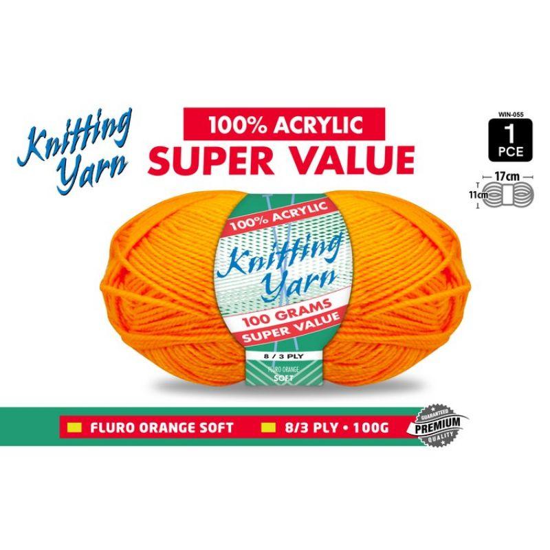Orange Knitting Yarn 8 Ply - 100g