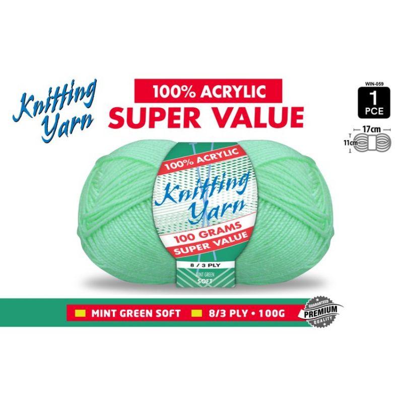 Mint Green Knitting Yarn 8 Ply - 100g