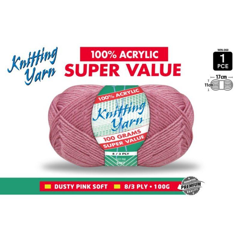 Dusty Pink Knitting Yarn 8 Ply - 100g