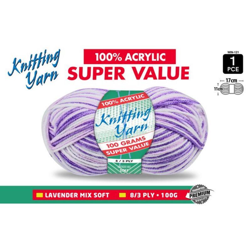 Lavender Mix Knitting Yarn 8 Ply - 100g