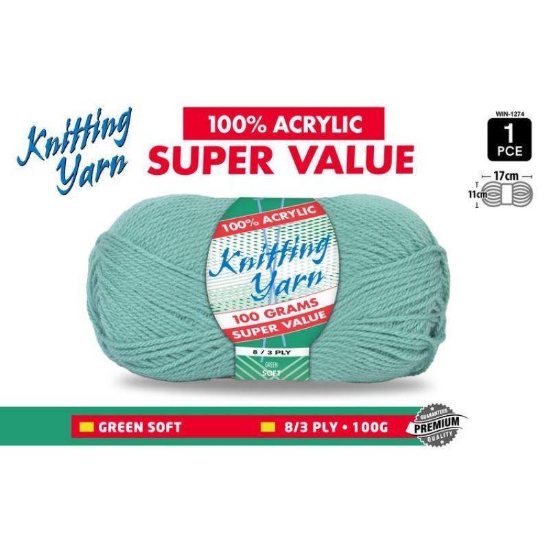 Pale Green Knitting Yarn 8 Ply - 100g - The Base Warehouse