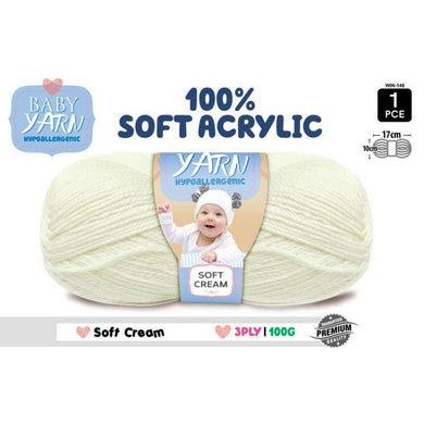 Cream Knitting Yarn 3 Ply - 100g - The Base Warehouse