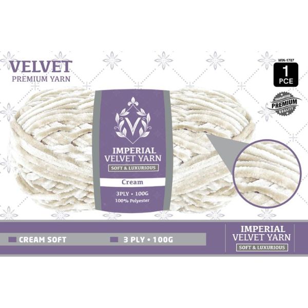 1 Pack Cream Velvet Yarn - 100g