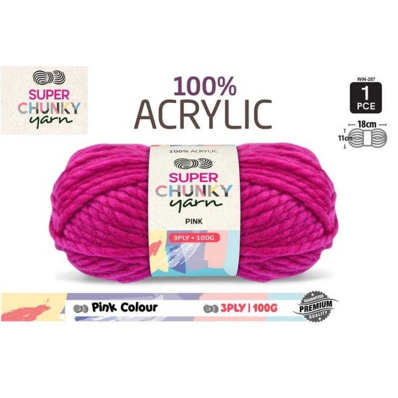 Pink Super Chunky Knit Yarn 3 Ply - 100g