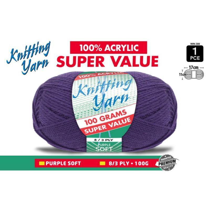 Deep Purple Knitting Yarn 8 Ply - 100g - The Base Warehouse