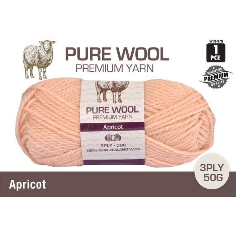 1 Pack Apricot Pure Wool - 50g