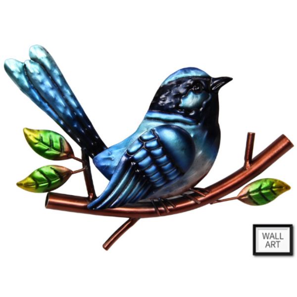 Blue Fairy Wren Bird Wall Plaque - 22cm