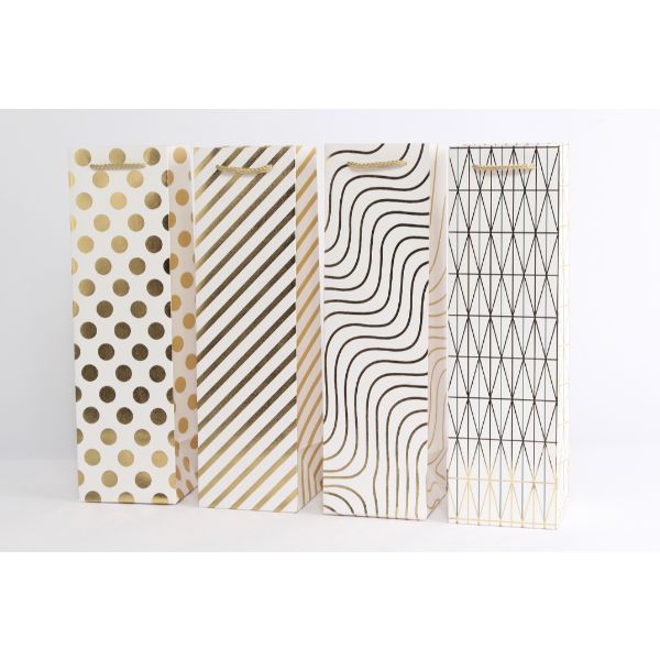 Gold Foiled Bottle Gift Bag - 11cm x 38cm x 11cm