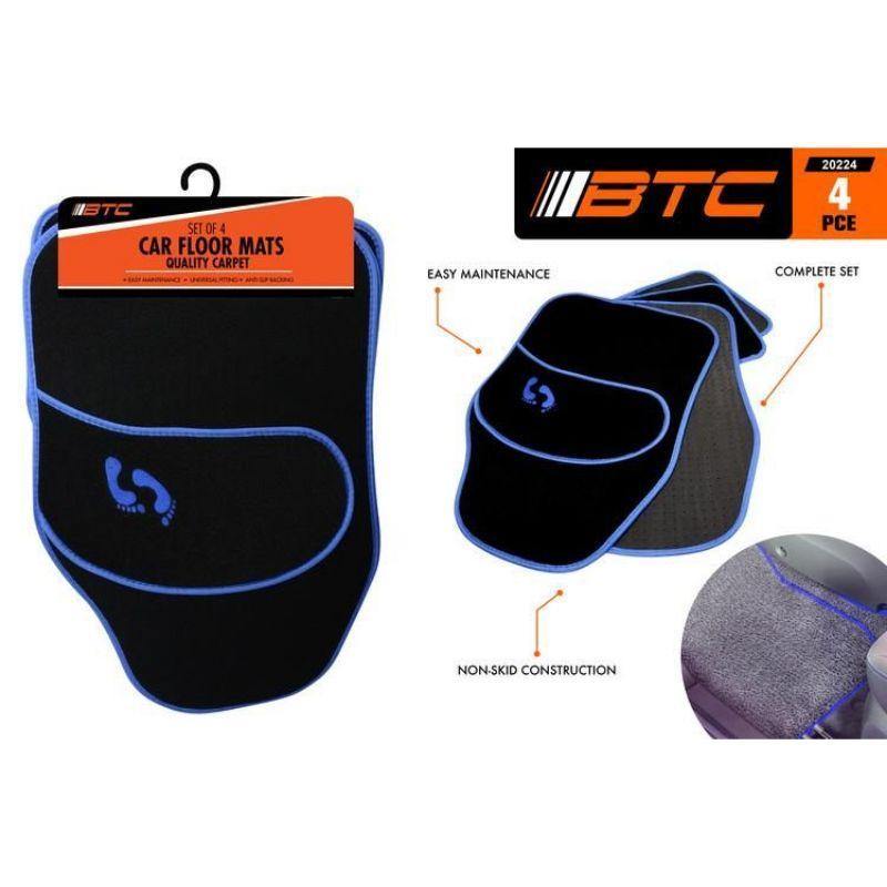 4 Piece Car Floor Carpet Mats - 40cm x 65cm - The Base Warehouse