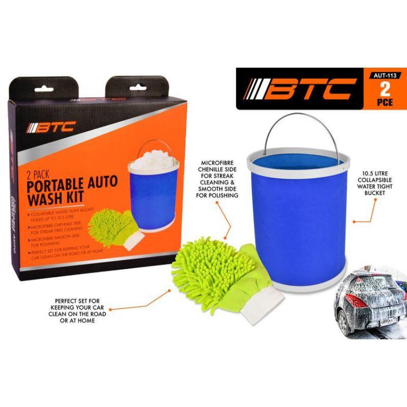 2 Pack Portable Auto Wash Bucket & Mitt Kit