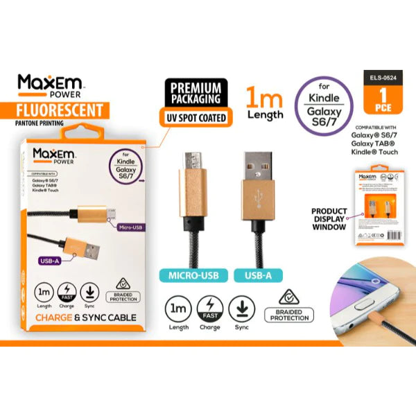 Braided USB to Micro USB Cable - 1m