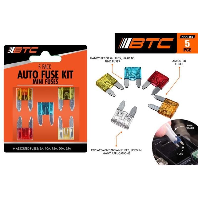 5 Pack Auto Fuse Mini Blade