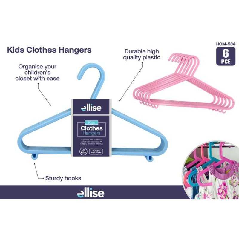 6 Pack Kids Coat Hangers - 29cm