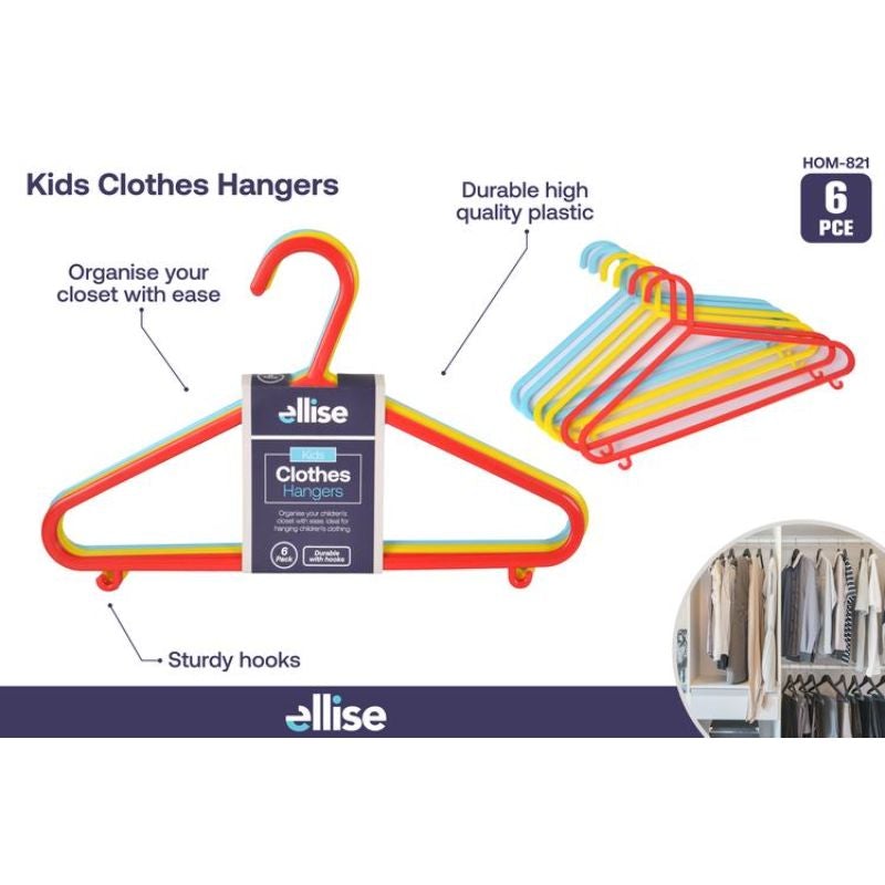 6 Pack Kids Plastic Hangers