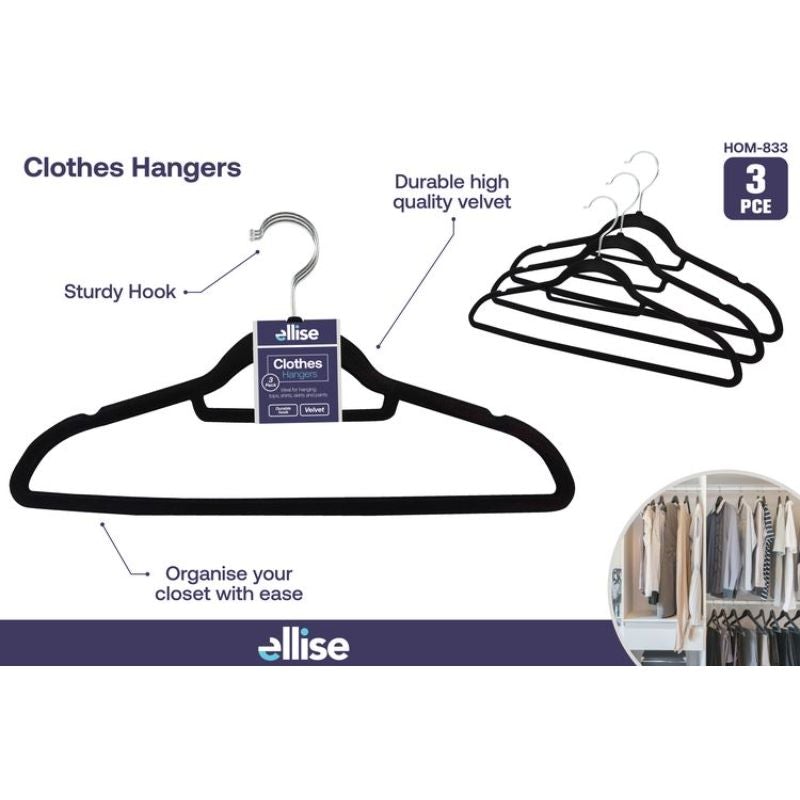 3 Pack Velvet Hangers